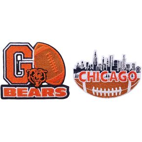 City of Chicago American Football Embroidery Iron On and Sew On Patches, 2 Pcs
