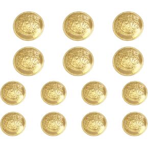 ZYAMY 14PCS Retro Metal Blazer Buttons Brass Buttons Suitable for Suits, Sports Jackets, Uniforms, Jackets (8pcs 15mm, 6pcs 20mm), Golden