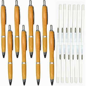 24 PCS Novlety Bamboo Reed Pens Retractable Wood Ballpoint Pens With 24PCS Refills 1.0mm Black Ink Pens For School Office Home Party Birthday
