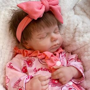 18 inch Full Silicone Sleeping Baby Doll Realistic Weighted Reborn Doll Girl That Look Real Newborn Toy for Ages 3+