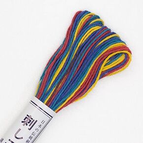 Sashiko Thread - Variegated Primaries - Red, Blue & Yellow - #74-20m Skein - Japanese Embroidery & Quilting