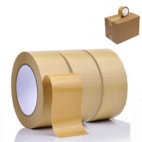 LucaSng Biodegradable Brown Packing Tape,Kraft Paper Tape for Sealing,Brown Paper Packing Tape with Strong Adhesive 150ft L x 2" W 3 Roll