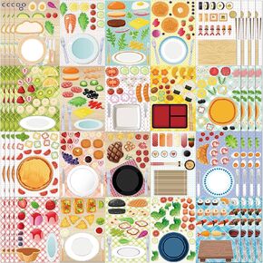 Sinmoe 100 Sheets Food Stickers Make Your Own Stickers Kids Fruit Vegetable Craft Mix and Match DIY Crafts for Girls Kids Classroom Birthday Party Favor Supply Decorations, 20 Styles