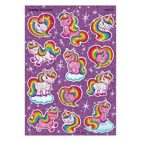 Trend Sparkly Unicorns Sparkle Stickers, Classroom Incentives, 24 Count
