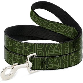 Nickelodeon Durable & Stylish Dog Leash with Snap Closure, Avatar Symbol Black Olive Green, 6 Feet Long 1.0 Inch Wide