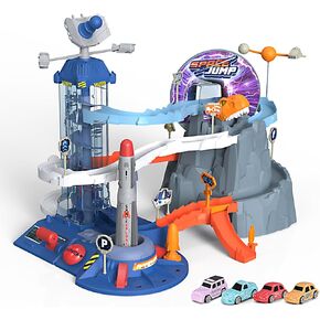 Race Track Car Ramp Toys Space Rocket Launch Orbit Race Track Playset for Kids Garage Parking Adventure Toy Electric Tracks Educational Toy Vehicle Playset Preschool Car Games (Blue) in Saudi Arabia