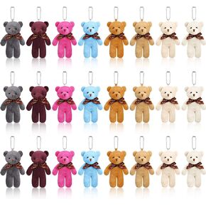 Skylety 24 Pcs Mini Bears 4.7 Inch Tiny Bears Doll Bulk Soft Mini Stuffed Animals for DIY Keychain for Graduation Birthday Baby Shower Wedding Party Favors