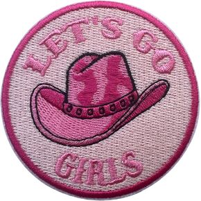 Let's Go Girls Patch, Size 3" Sew On Patches, Cowboy Girl Embroidery Fabric Patches for Clothes Jeans Backpacks, Applique Patches, Pinky Embroidery Iron On Patch for Clothes, Gift for Girls