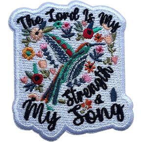 The Lord is My Strength & My Song Patch, Size 3" Sew On Patches, Faith Embroidery Fabric Patches for Clothes Jean Backpack, Applique Patches, Embroidery Iron On Patch, Gift for Christians