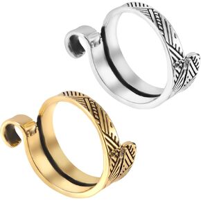 2pcs Crochet Tension Rings, Adjustable Crochet Loop Finger Yarn Thimble Holder Metal Yarn Guard Ring for Crocheting Open Yarn Guide Tension Ring for Knitting Supplies (Gold, Silver)