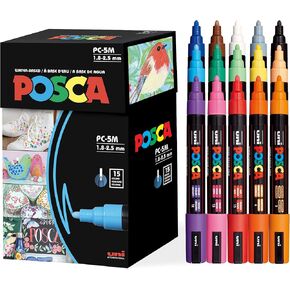 Uni-Posca Paint Marker Pen - Medium Point - Set of 15 (PC-5M15C)