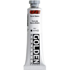 Heavy Body Acrylics by GOLDEN, Burnt Sienna, 2 fl. oz. Tube, Professional Acrylic Paint, Opaque