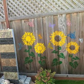 Large Sunflower Flower Stencils for Painting Garden Fence Sunflower Floral Stencil Templates Painting on Wood Furniture Wall Mural (Sunflower)