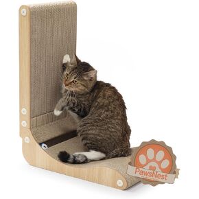 Paws NEST Cat Scratcher, 27.5 Inch L Shaped Cat Scratcher, Eco-Friendly for Indoor Cats, Includes Ball Toy & Premium Catnip, Non-Toxic, Easy Assembly