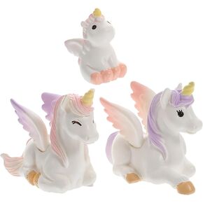 CHILDWEET 3pcs Cupcake Unicorn Ornaments Bath Accessories Miniatures Miniature Animals Mini Unicorn Figurines Food Fruit Topper Resin Miniature Animal Cake Ornament Animal Model Doll in Kuwait