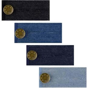 4 Pieces Button Extender for Pants - Denim Waist Extenders Button for Pants Jeans Trousers Skirt Adjustable Waistband Extender with Metal Button