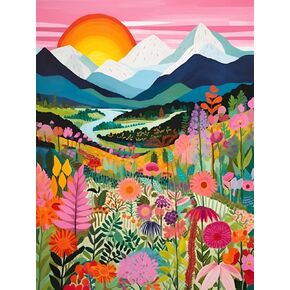 ColourMost's Original Paint by Numbers Kit –Colorful Mountains#11 (16"x20" / 40x50cm), Premium Acrylic Paints, Canvas & Brushes, Perfect for Beginners, Wood-Framed Canvas (Pre-Stretched)