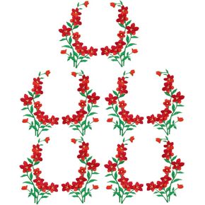 5 Pairs 5x10inch Large Iron on Patches Flowers Embroidered Decorative Appliques for Clothing Shoes Jeans Shirts Hats DIY Sewing Crafts (Multi)