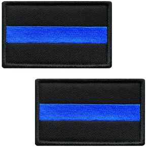 Antrix 2 Pcs Tactical American Thin Blue Line Flag Patch - USA Police Army Force Pride Patch - Full Embroidered Hook and Loop Fastener Applique Patch for Backpack Clothes Vest Uniform Cap
