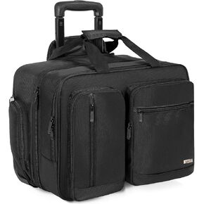 Rolling Laptop Bag, Wheeled Briefcase 17.3 inch Rolling Briefcase, Overnight Roller Bag with RFID Blocking Pocket, Repellent Travel Roller Underseat Bag -Black