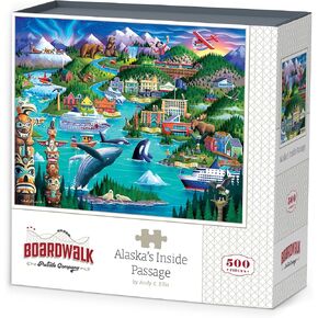 Boardwalk Puzzles Alaska's Inside Passage, 500 Piece Jigsaw Puzzle for Adults, Made in USA