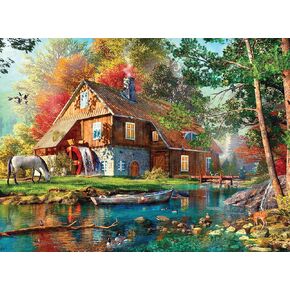 Buffalo Games - Dominic Davison - Autumn Watermill - 1000 قطعة بانورامزو للألغاز للبالغين - اللغز الذي يثقل كهذا ليال اللعبة - الحجم النهائي هو 26.75 × 19.75