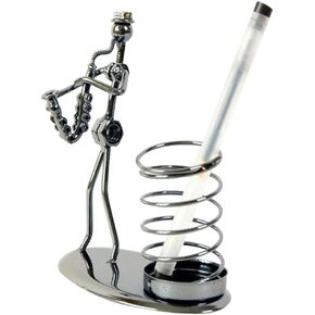 Winterworm Music Musician Theme Iron Man Art Creative Personality Pen Container Holder Pencil Cup Pot Case Secretary Students Desktop Decoration Ornaments Perfect Father Gift (D001 Clarinet)