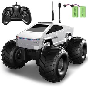1:16 RC Truck Toys - 2.4 GHZ Remote Control Car with LED Light and Loadspace, 4WD All Terrain Waterproof Monster Truck, Electric Vehicle Toys for Kids, Gifts for Kids, Boys and Girls