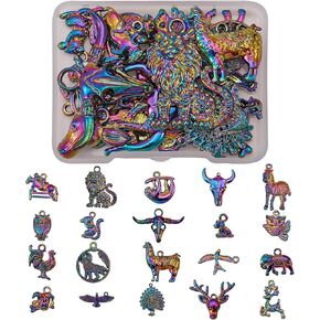 24 Pcs Ocean Themed Pendants Rainbow Alloy Big Charm Pendants Multi Color Charms for Jewelry Necklace Bracelet Earring Making