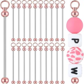 10pcs Beadable Keychain Bars Beadable Keychain Bars Metal Bead Keychain Bar Link Detachable Key Chain for DIY Craft Making Gift Accessories (rose gold10pcs)