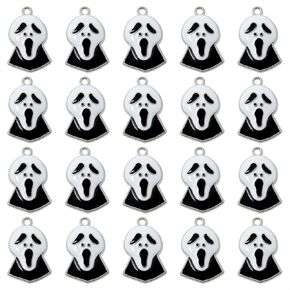 Honbay 20pcs Enamel Alloy Halloween Charms Pendant Ghost Skull Pendant for Earrings Bracelets Necklaces Jewelry Making and DIY Crafts