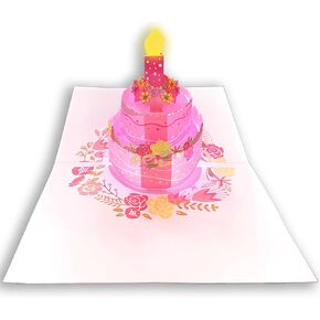 100 GREETINGS Birthday Cards with Lights & Music - Happy Birthday Card Mom, Birthday Gift for Son, Birthday Cards Women & Men, 1 Pop Up Birthday Card (Pink Cake)