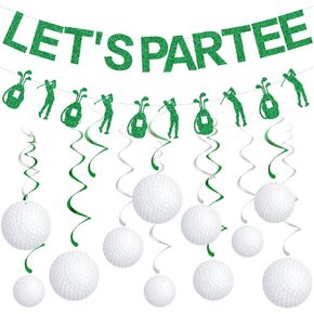 Gameza Golf Party Decorations - 14PCS Let's Partee Golf Theme Decorations Golf Banners Mini Golf Hanging Swirls Party Decorations Golf Birthday Party Decorations for Men Bachelor Party Decorations