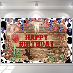 Avezano Cowboy Birthday Banner Western Cowboy Theme Birthday Party Decorations Retro Wooden Floor First Rodeo Photo Backdrop Background for Boy 70.8 x 43.3 Inches