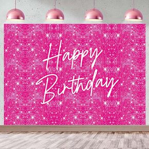 Hot Pink Shimmer Wall Backdrop for Girls Birthday 7x5FT Glitter Sequins Birthday Party Photography Background Women Birthday Party Decorations Supplies Photo Props