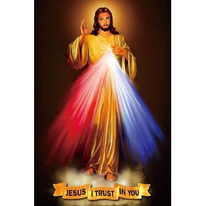 ROSTITCH DY1025 Divine Mercy Cross Stitch Kits, 11CTEasy Funny Preprinted Pre Printed Counted Stamped Cross Stitch Kits for Beginners Adults, Cross Stitch Embroidery Starter Kit for Adults