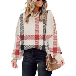 Womens Sweaters Causal Crewneck Batwing Sleeve Knit Top Side Split Oversized Pullover Sweater Loose Jumper in Kuwait