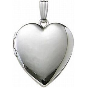 PicturesOnGold.com 14k White Gold Heart Locket 1 Inch X 1 Inch in Solid 14K White Gold