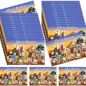 Yexiya 30 Sets Religious Scenes Easter Sticker Bulk Religious Stickers Easter Crafts Gifts for Kid DIY He is Risen Resurrection Story Bible Easter Supplies(Classic Style)