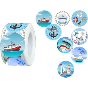 CupaPlay 500 PCS Nautical Stickers for Coastal Beach Nautical Themed Birthday Party Baby Shower Decorations Favors Jar Containers Letter DIY Sticker Labels Decals