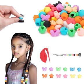 Silicone Hair Beads, 100 PCS Colorful Hair Beads for Braids, 10 Colors Braids Beads Bulk Accessories Decoration Kit for Girls Women (Small)
