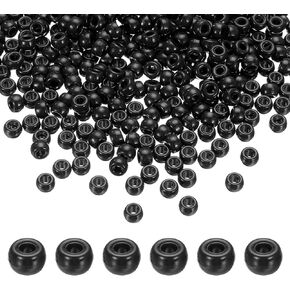 HARFINGTON 1000Pcs Cream Pony Beads 6x9mm Acrylic Bulk Plastic Barrel Bead for Necklace Key Chain Jewelry Making Earring Hair Braiding
