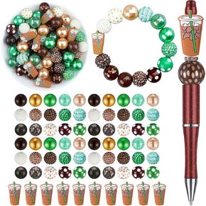 Huquary 70 Pcs Chunky Bubblegum and Silicone Beads Plastic Bubble Gum Beads 20mm Bulk for DIY Making Loose Bracelet Necklace Bag Chain Crafts Keychain Jewelry