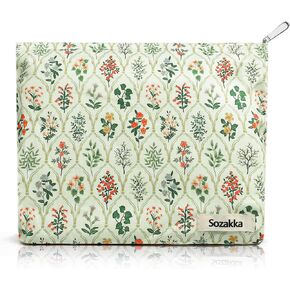 YASUOA Zipper Makeup Bag Cosmetic Bags Zipper Pouch Aesthetic Women Handbags Floral Makeup Bag Beige Travel Toiletry Bag Organizer for Women Girls