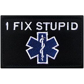 Antrix I Fix STU pid EMT Medic Funny Military Emblem Badge Patch Hook & Loop Tactical Patch - 3.15"x2"