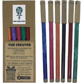 THE CREATOR The CREATOR - PLANTABLE Pens One pen reduces 6g of plastic added to the environment Eco Friendly Go Green - Save Earth Give a gift that speaks to the Heart, Pack of (6), RAINBOW Theme