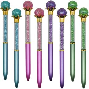 Maydahui 24 PCS Crystal Gem Ballpoint Pen Retractable Colorful Pearl Quicksand Pens Black Ink for Students Party School Office