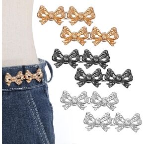6 Sets Adjustable Pants Clips to Tighten Waist No Sewing Jean Buttons for Loose Jeans Pant Tighteners for Waist Women Detachable Jean Waist Tightener for Pants Too Loose(3 Colors)