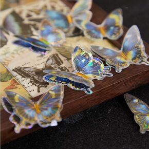 Aromoty 60 Pieces 3D Butterfly Holographic Stickers Set, Glitter Shiny Stickers Decals for Scrapbooking Supplies Junk Bullet Journals Daily Planner Laptop Crafts Water Bottles Decor