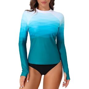 ATTRACO Rash Guard for Women Long Sleeve Printed Swim Shirts Rashguard UPF 50 in Kuwait